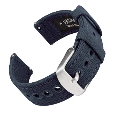 Image of Archer Watch Straps Canvas Quick Release Replacement Bands (Navy Blue, 20mm)