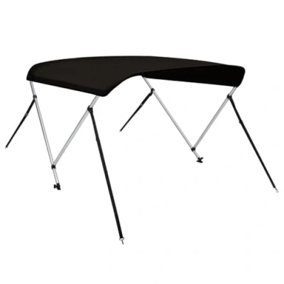 Image of vidaXL 2 Bow Bimini Top Boat Canopy with Adjustable UV Proof 600D Polyester Canvas, PU Coating, Aluminium Frame, and Marine Grade Hardware Black