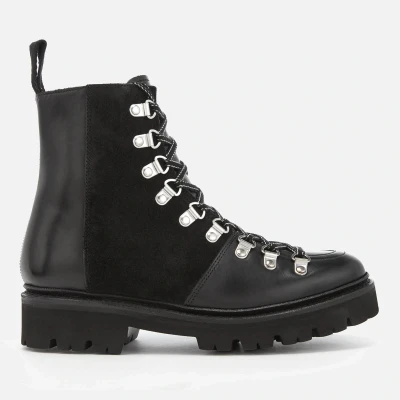 Image of Grenson Women&#039;s Nanette Leather Hiking Lace Up Boots Black UK 3