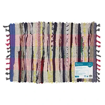 Image of JVL Multi Colour Recycled Handmade Chindi Rug Rag Door Floor Mat 40x60cm