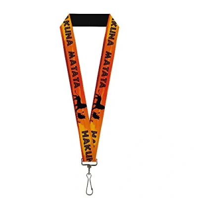 Image of Buckle Down Unisex Adult&#039;s Lanyard 1.0&quot; Lion King Hakuna Matata Sunset Oranges/blac Key Chain, Multicolor, One Size