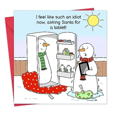 Image of Twizler Funny Christmas Card Snowman Tablet Merry Humour Xmas Mens for Him Husband Son Dad Womens Her Wife Daughter Mum Happy Holidays