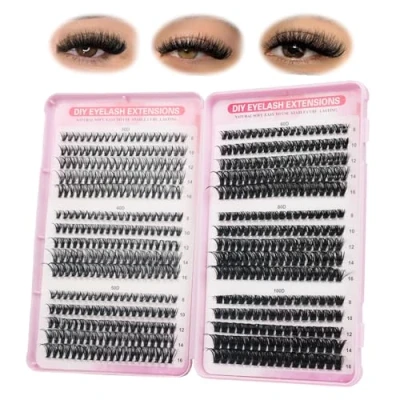 Image of FANDIQ Cluster Lashes Individual Eyelashes 570pcs Natural Eyelash Clusters D Curl 8 16MM Soft &amp; Fluffy Thick Volume DIY Russian Lash Extensions(30+40+50+60+80+100D)