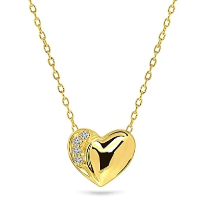 Image of MIORE heart necklace with 0.02 ct diamonds in 9 kt 375 white gold pendant on 45 cm anchor chain