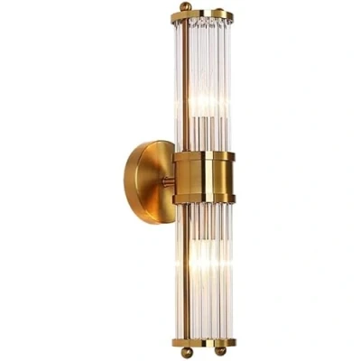Image of Gold Wall Sconce Mid Century Sconces Brass Bathroom Morden Lighting Vanity Lights Fixture with Glass Shade for Bedroom Hallway Living Room