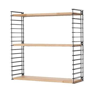 Image of TOMADO Libro Wallmountable and Adjustable Shelf Unit, Wood/Black, 12 x 21 68 cm