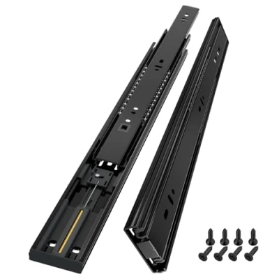 Image of AOLISHENG Soft Close Drawer Runners Slides 450mm Heavy Duty 45kg Load Capacity Draw Sliders Full Extension Ball Bearing Kitchen Cabinet Replacement Side Mount, Black 1 Pair