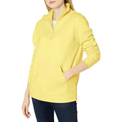 Image of Amazon Essentials Women&#039;s Long Sleeved Fleece Quarter Zip Top (Available in Plus Size), Light Yellow, S