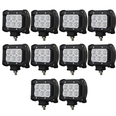 Image of AUXTINGS 10 Piece 4 inch 18W Flood LED Work Light Bar Driving Lamp 12V 24V 1440LM 6000K for Off Road Car Cabin Boat SUV Truck ATV Vehicles Marin