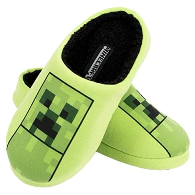 Image of Minecraft Kids Slippers Boys Creeper Clothes Size UK 1 / EUR 33 Age 8