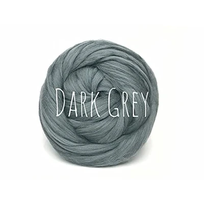Image of Chunky Wool Dark Grey for arm Knitting Blanket Weaving Felting Jumbo Yarn Giant Soft 100g (0.22lb)