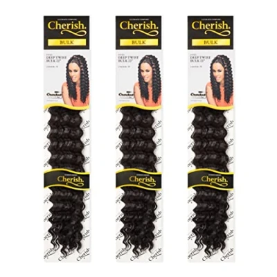 Image of Cherish/Deep Twist Bulk 22&#039;&#039; / Crochet Hair Braids/Colour 1B Pack of 3