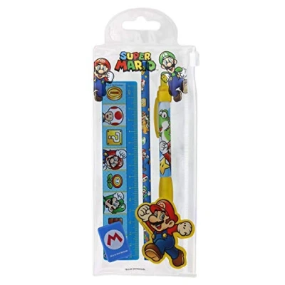 Image of Super Mario Stationery Set (Classic Design) 1.6 x 8.5 22cm Official Merchandise
