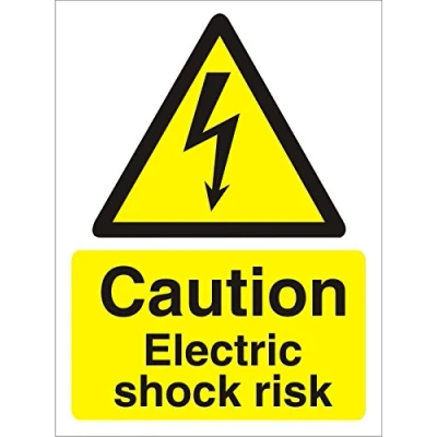 Image of Seco Caution Electric Shock Risk Sign, 150mm x 200mm Self Adhesive Vinyl
