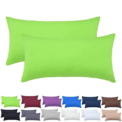 Image of NatureMark 2 Pack Jersey Cushion Covers Pillow Cases / for Body Pillows Neck Cushions Assorted Sizes and Colours öko Tex, 100% Cotton, Apple Green, 40 x 80 cm