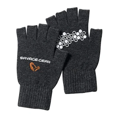Image of Savage Gear Knitted Half Finger Glove Dark Grey Melange M Fishing gloves
