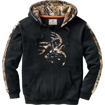 Image of Legendary Whitetails Men&#039;s Big &amp; Tall Camo Outfitter Hoodie, Onyx, 3X Large