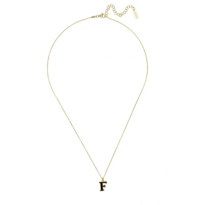 Image of Latelita Initial Enamel F Necklace, Women&#039;s, Size: One Size, Black