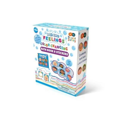 Image of Buddy &amp; Barney bath Time Feelings Colour Changing Book Stickers educational baby books, floating fun bathtime learning, learning toys for toddlers and babies, waterproof reusable