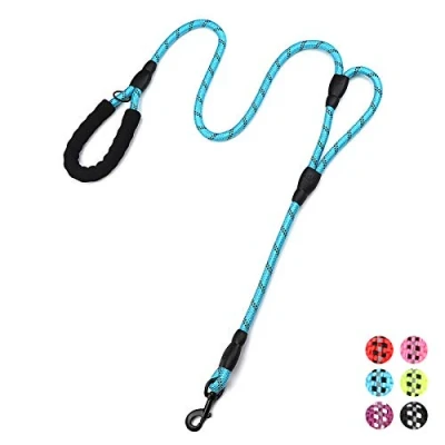 Image of Strong Rope Dog Lead 6ft Long with Two Padded Handles,Heavy Duty,Reflective Double Handle Training for Large Dogs or Medium Dogs,Dual Handles Leash(Blue)