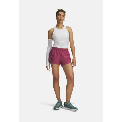 Image of Under Armour Women&#039;s Fly by 3in Shorts, Lightweight and Comfortable Gym Wear, Ladies&#039; Sports Shorts with Ventilation Panels Zip Pocket,Fuchsia Dusk/Fuchsia Dusk/Reflective,LG