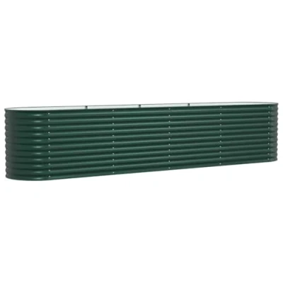 Image of vidaXL Garden Raised Bed Green Metal Planter for Outdoor Use 400 x 80 81 cm Durable Oval Planting Container with Rust Resistant Coated Finish