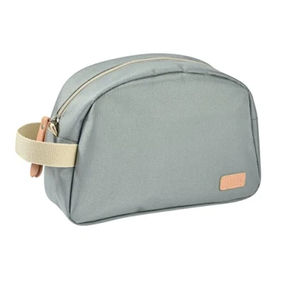 Image of Béaba Baby Toilet Bag, Care Kit, Geneve Waterproof Fabric, 2 Inner Pockets, sage Green