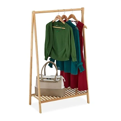 Image of Relaxdays Clothes Rack, Bamboo, Natural, 120 x 67 35 cm