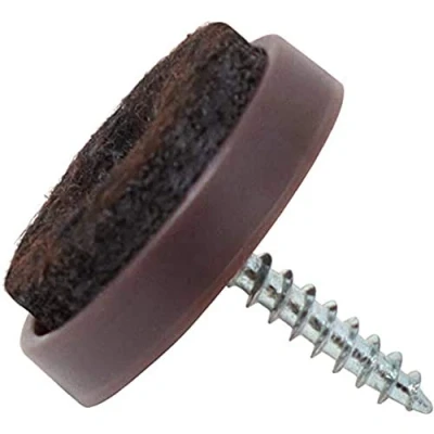Image of Adsamm® / 16 x Felt pads with screws Ø 0,94&#039;&#039; (Ø 24 mm) brown round Premium quality furniture sliders screw by