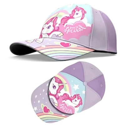 Image of Unicorn Light Pink Baseball Cap, Breathable Cotton Summer Cap for Toddlers, Adjustable Velcro Closure Sun Hat Outdoor Sports 3+ Years
