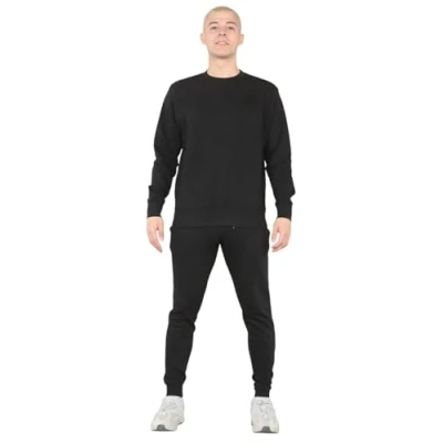 Image of Mens Tracksuit Set Full Fleece Crewneck Sweatshirt Jumper Joggers Jogging Bottoms (UK, Alpha, XXL, Regular, Black)