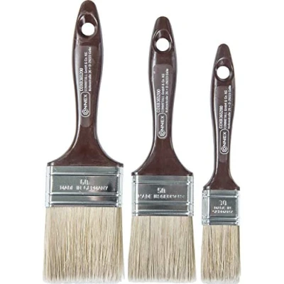 Image of Connex COXB365200 Flat Brush Set for Glazing, Brown/Silver/Beige, of 3 Piece