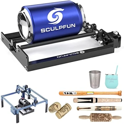 Image of SCULPFUN Rotary Roller for S10 S9 S6 Pro Laser Engraver Engraving Machine, 6 150mm Diameter Area, 4 Height Booster, Prevents Slipping, Pot Cylinder