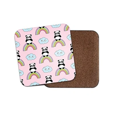 Image of 1 x Cute Panda Coaster Rainbow Pink Kids Fun Girls Daughter Pretty #8803