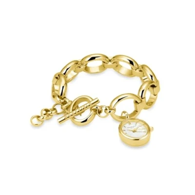 Image of Rosefield The Oval Charm Chain White Gold with Dial and 15x18mm Case SWGSG OV13 Stainless Steel., gold, Classic