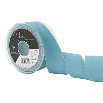 Image of Berisfords Velvet Ribbon, Blue Note, 10.2 x 4.5 cm