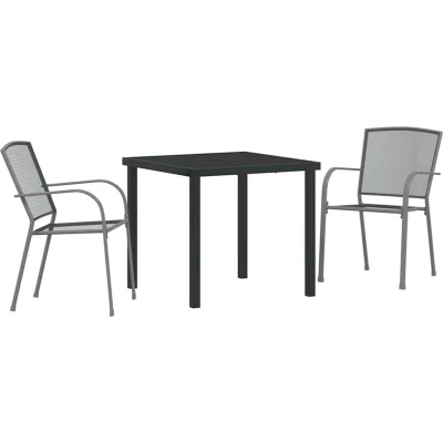 Image of vidaXL 3 Piece Garden Dining Set Anthracite Steel
