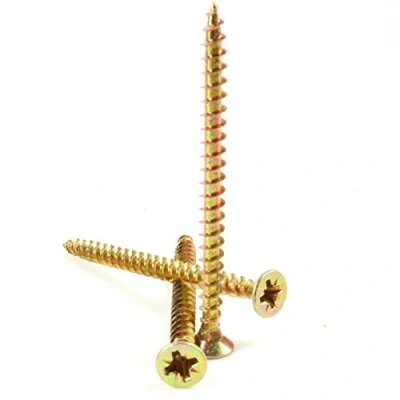 Image of 50x Fully Threaded M4.5 x 60mm Double Countersunk Wood Screws Yellow Zinc Finish