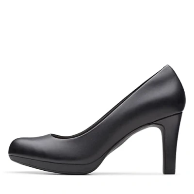 Image of Clarks Women&#039;s Adriel Viola Closed Toe Pumps, Black Leather, 6.5 UK