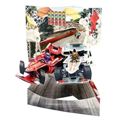Image of SANTORO Swing Card, 3D Pop Up Greeting Card F1 Racing Cars for Him, Kids, Men, Boys Formula 1 Car Birthday, Father&#039;s Day