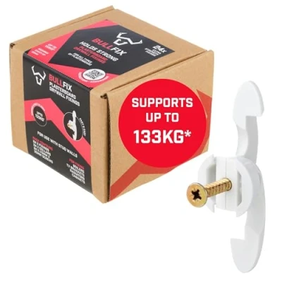 Image of Bullfix Extra Plasterboard Fixings Heavy Duty 24 Pack, Drywall Anchor, Wall Plug Alternative for Dot &amp; Dab, Stud Hollow Cavity Anchor Kit with Screws