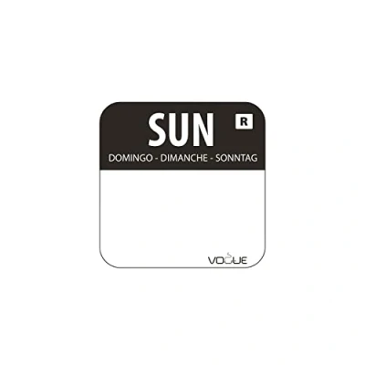 Image of Vogue L930 &quot;Sunday&quot; Removable Colour Coded Food Label, Black, Pack of 1000
