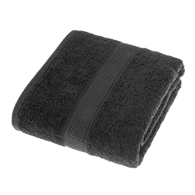 Image of HOMESCAPES Black Turkish Cotton Bath Towel Super Soft Thick &amp; Absorbent 500 GSM Heavy Weight for everyday Luxury