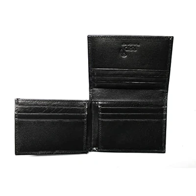 Image of L Fold Credit Card Trifold Black Leather Wallet Rfid Blocking, Black,