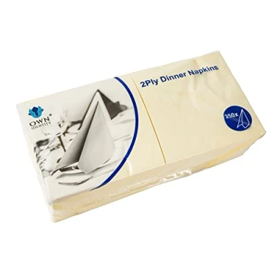 Image of We Can Source It Ltd Paper Napkin Serviettes/Tissues Soft 2 Ply 40cm Dinner 4 Fold (Square) Buttermilk/Cream 500 Napkins (2Pack)