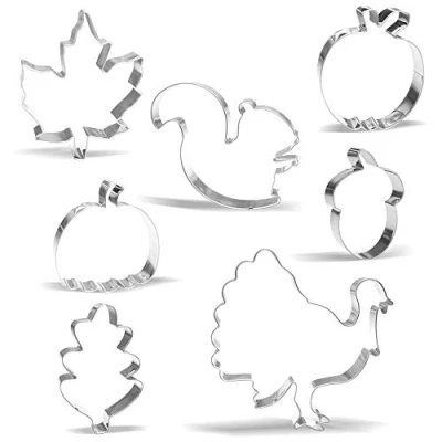 Image of Large Autumn Fall Thanksgiving Cookie Cutter Set 7 Piece Stainless Steel