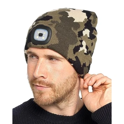 Image of Undercover Adults Beanie LED Light Hat GL1043 Khaki Camo