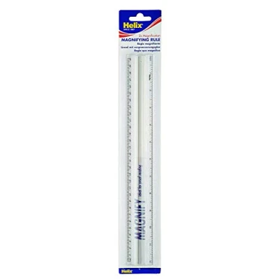 Image of Helix L30 300mm Clear Plastic Magnifying Ruler With 2x Magnification, EACH