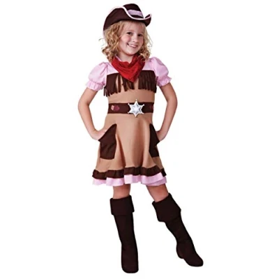Image of Girls Brown Pink Cowgirl Wild West Western Book Day Fancy Dress Costume Outfit 4 12 years (4 6 years)