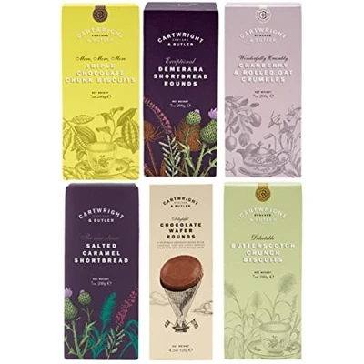 Image of Cartwright &amp; Butler Biscuit Six Pack Selection A Variety of our Favourite Biscuits Includes Triple Choc Chunk, Salted Caramel Shortbread, Butterscotch Crunch and More